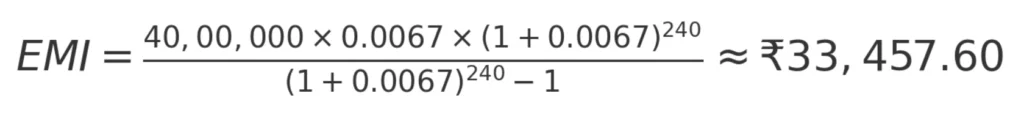 EMI for 40 lakhs home loan